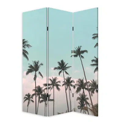 Homezia Tropical Palm Trees Room Three Panel Divider Screen