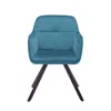 Shop Homezia Tufted Blue And Black Velvet And Metal Dining Arm Chair