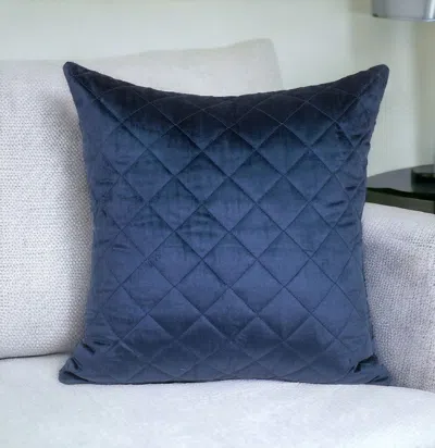 Homezia Tufted Diamond Navy Transitional Square Pillow