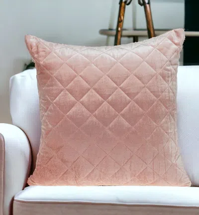 Homezia Tufted Diamond Pink Transitional Square Pillow