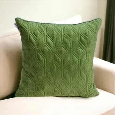 Homezia Tufted Diamonds Olive Velvet Accent Pillow