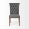 Homezia Tufted Gray And Brown Upholstered Linen Wing Back Dining Side Chair