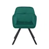 Homezia Tufted Green And Black Velvet And Metal Dining Arm Chair