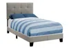Homezia Twin Tufted Gray Upholstered Linen Bed With Nailhead Trim
