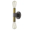 Homezia Two Light Brass And Wood Wall Sconce
