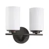 Homezia Two Light Bronze And Glass Wall Sconce