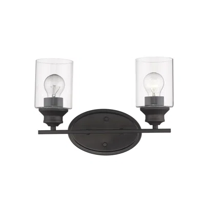 Homezia Two Light Bronze Wall Light With Clear Glass Shade In Black