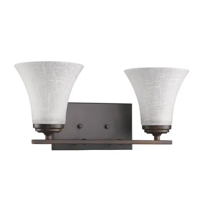 Homezia Two Light Bronze Wall Light With Tapered Glass Shade In White