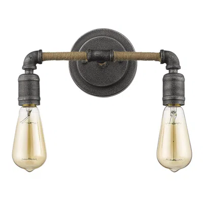 Homezia Two Light Industrial Textured Gray Wall Light In Black