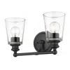 Homezia Two Light Matte Black Glass Shade Wall Sconce