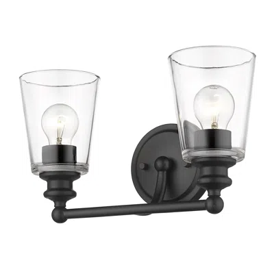 Homezia Two Light Matte Black Glass Shade Wall Sconce