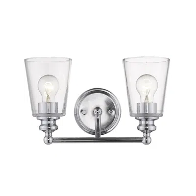 Homezia Two Light Silver Glass Shade Wall Sconce In Transparent