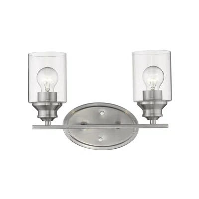 Homezia Two Light Silver Wall Light With Clear Glass Shade In Metallic