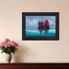 Homezia Two Red Trees 2 Black Framed Print Wall Art