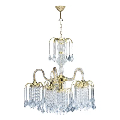 Homezia Two Tier Crystal And Gold Hanging Chandelier Light