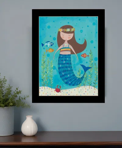 Homezia Under The Sea 5 Black Framed Print Wall Art In Blue