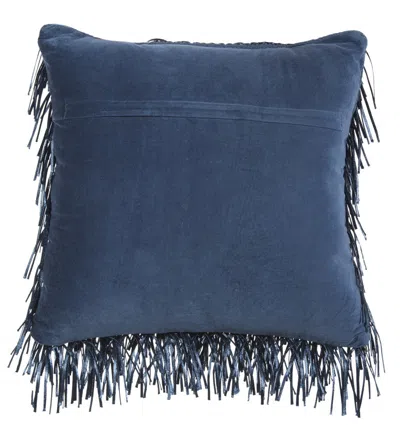 Homezia Unique Navy Blue Shag Accent Pillow