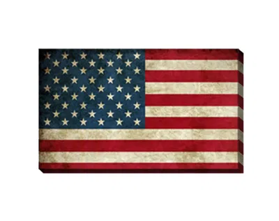 Homezia Usa Flag Canvas Print Wall Art 2 Piece Set Wall Art In Red