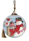 Homezia Valentine Snowman Hand Painted Mouth Blown Glass Ornament