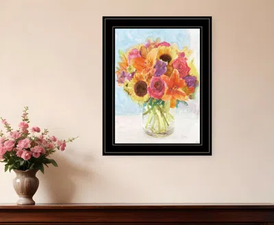 Homezia Vases With Flowers 1 Black Framed Print Wall Art