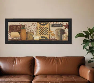 Homezia Village Welcome Black Framed Print Wall Art
