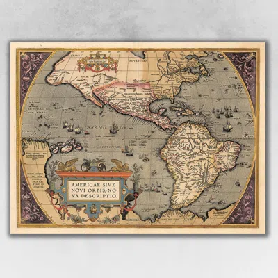 Homezia Vintage 1598 Map Of The Americas Unframed Print Wall Art