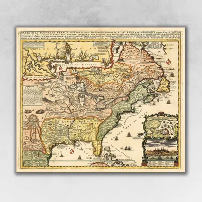 Homezia Vintage 1718 Map Of New France Unframed Print Wall Art