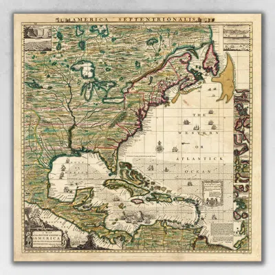 Homezia Vintage 1771 Map Of North America Unframed Print Wall Art