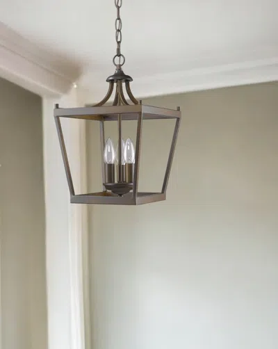 Homezia Vintage Brown Metal Tapered Hanging Light In Gray