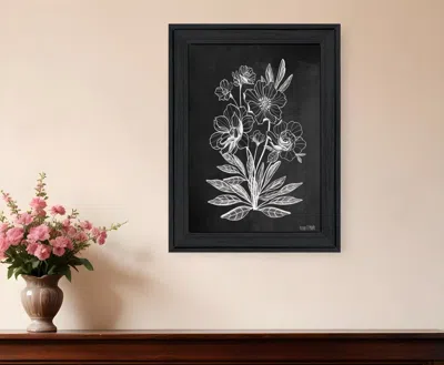 Homezia Vintage Chalkboard Flowers Black Framed Print Wall Art