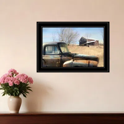 Homezia Vintage Farm Trucks 2 Black Framed Print Wall Art