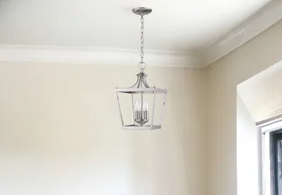 Homezia Vintage Silver Metal Tapered Hanging Light In Brown