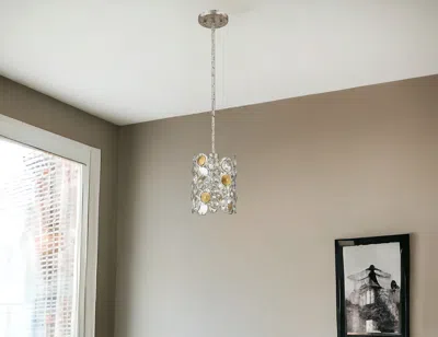 Homezia Vitozzi 1-light Antique Silver Leaf Pendant In Metallic