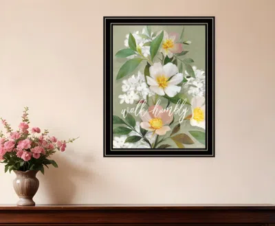 Homezia Walk Humbly Floral 1 Black Framed Print Wall Art