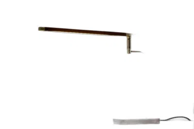 Homezia Walnut Wood Finish And Antique Brass Metal Adjustable Led Desk Lamp With Usb Port In Multi