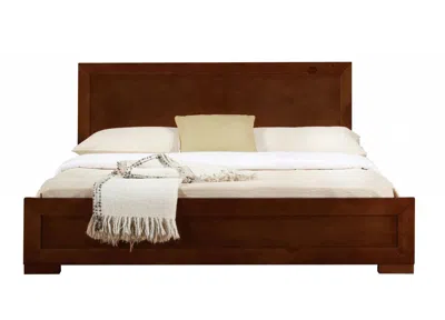 Homezia Walnut Wood Full Platform Bed In Brown