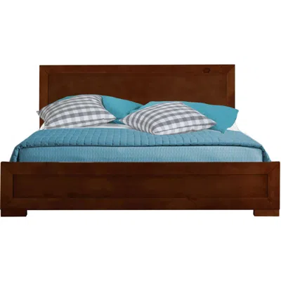 Homezia Walnut Wood Queen Platform Bed In Pink