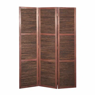 Homezia Warm Brown Three Panel Room Divider Screen