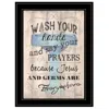 Homezia Wash Your Hands 4 Black Framed Print Bathroom Wall Art