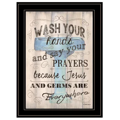 Homezia Wash Your Hands 4 Black Framed Print Bathroom Wall Art