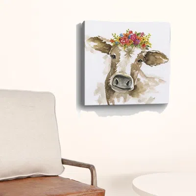 Homezia Watercolor Floral Cow Unframed Print Wall Art