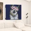 Homezia Watercolor Flower Llama Unframed Print Wall Art