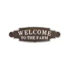 Homezia Welcome To The Farm Lacquered Black And White Metal Wall Art