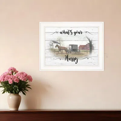 Homezia Whats Your Hurry 1 White Framed Print Wall Art