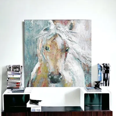 Homezia Whimsical Horse Unframed Print Wall Art In Blue