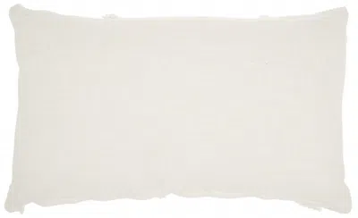 Homezia White Abstract Shaggy Detail Lumbar Pillow