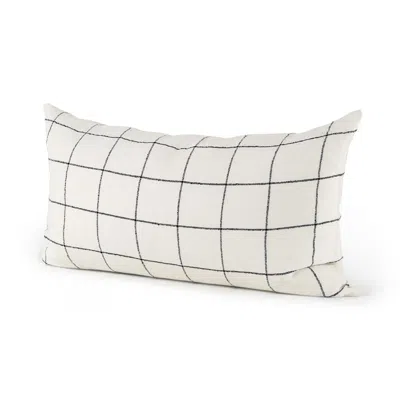 Homezia White And Black Grid Lumbar Accent Pillow Cover