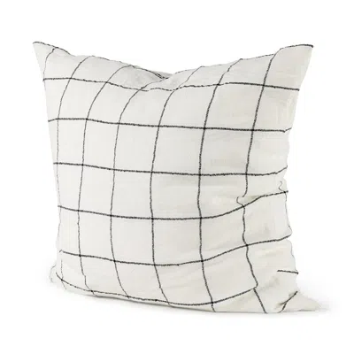 Homezia White And Black Grid Square Accent Pillow Cover In Multi