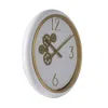 Homezia White And Gold Gears Minimal Wall Clock