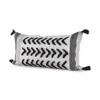 Homezia White And Gray Fringed Lumbar Pillow Cover